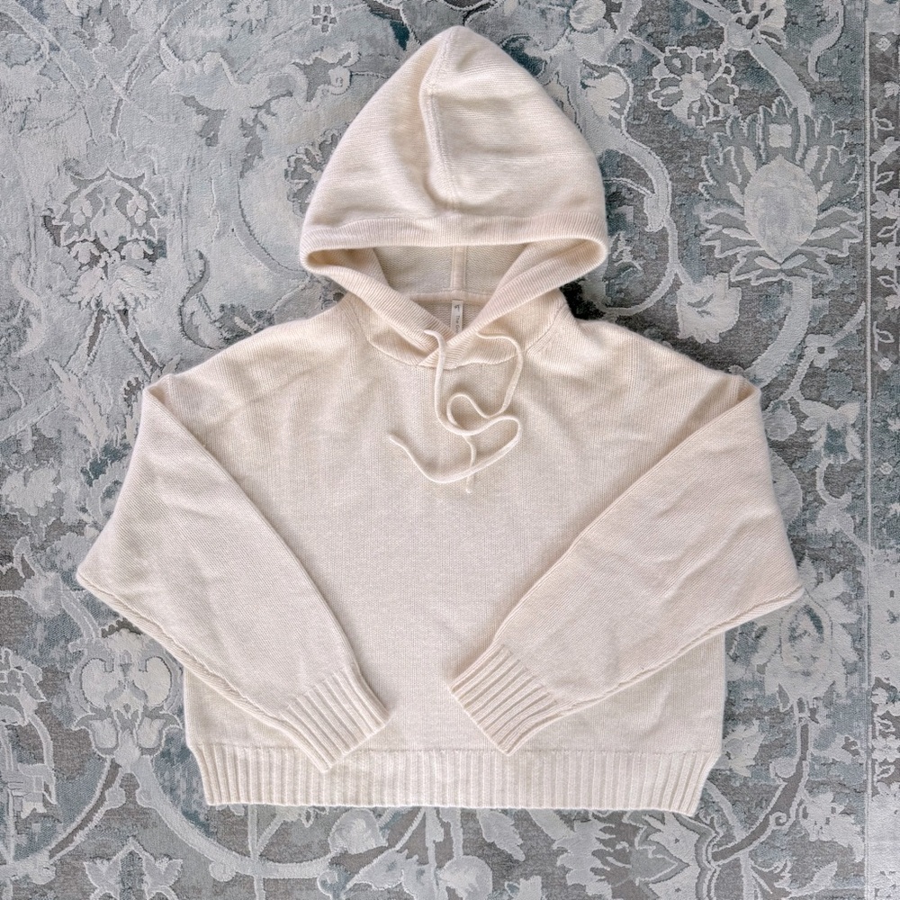 Babaton Cream Cashmere Hooded Knit Sweater